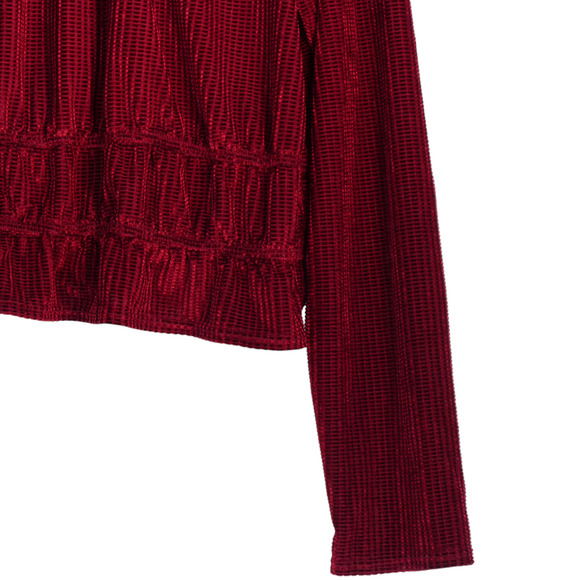 NEW Lost Wander Sweater Women XL Red Stretch Velvet Velour Textured Mock Top - Picture 4 of 9